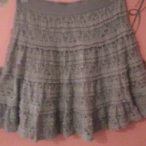 Grey ruffled lace mini skirt